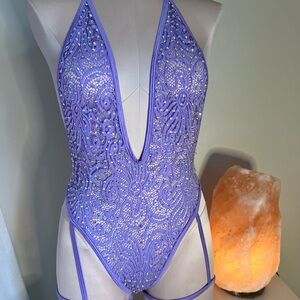 Elegant Purple Lace Bodysuit